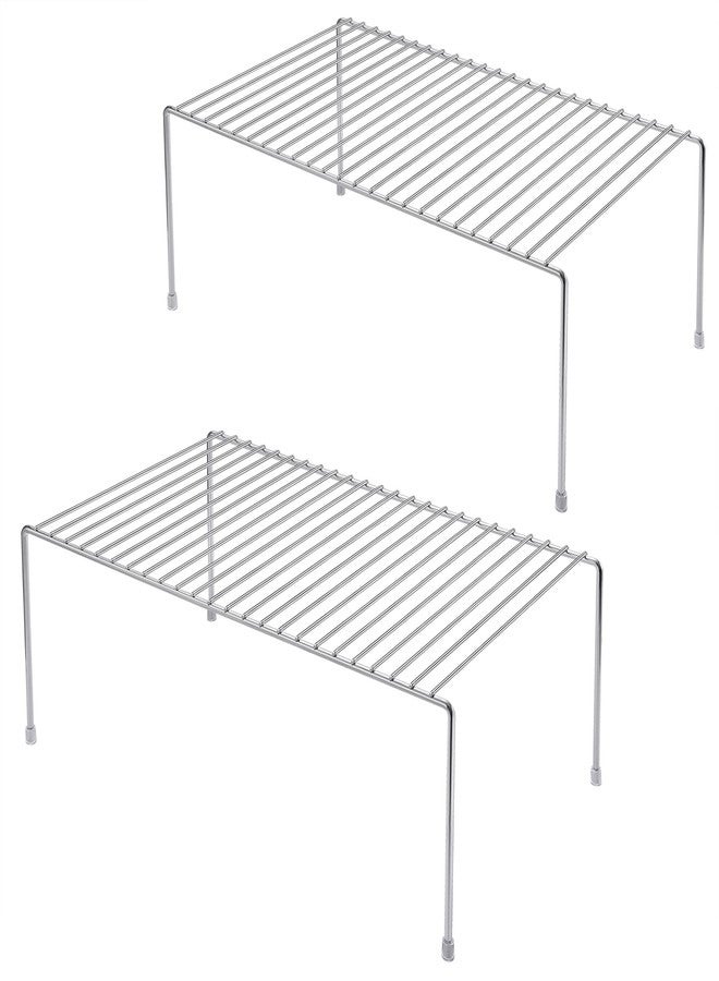 iPEGTOP Set of 2 Kitchen Cabinet Shelf Organizer, Medium (13 x 9.4 Inch) Bathroom Cabinet Organization Wire Shelf Rack, Rustproof Storage Space Saver Shelves for Countertops Pantries Utensils - Image 1