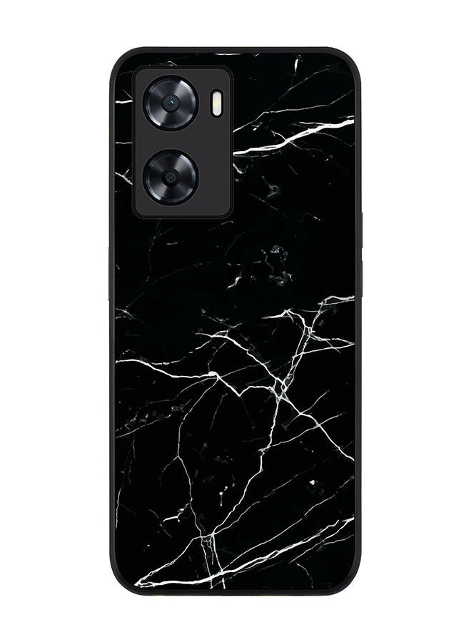 Stylizedd Rugged Black edge case for Oppo A57 4G/Oppo A77 4G/Oppo A77s Slim fit Soft Case Flexible Rubber Edges Anti Drop TPU Gel Thin Cover - Marble Print Black - Image 1