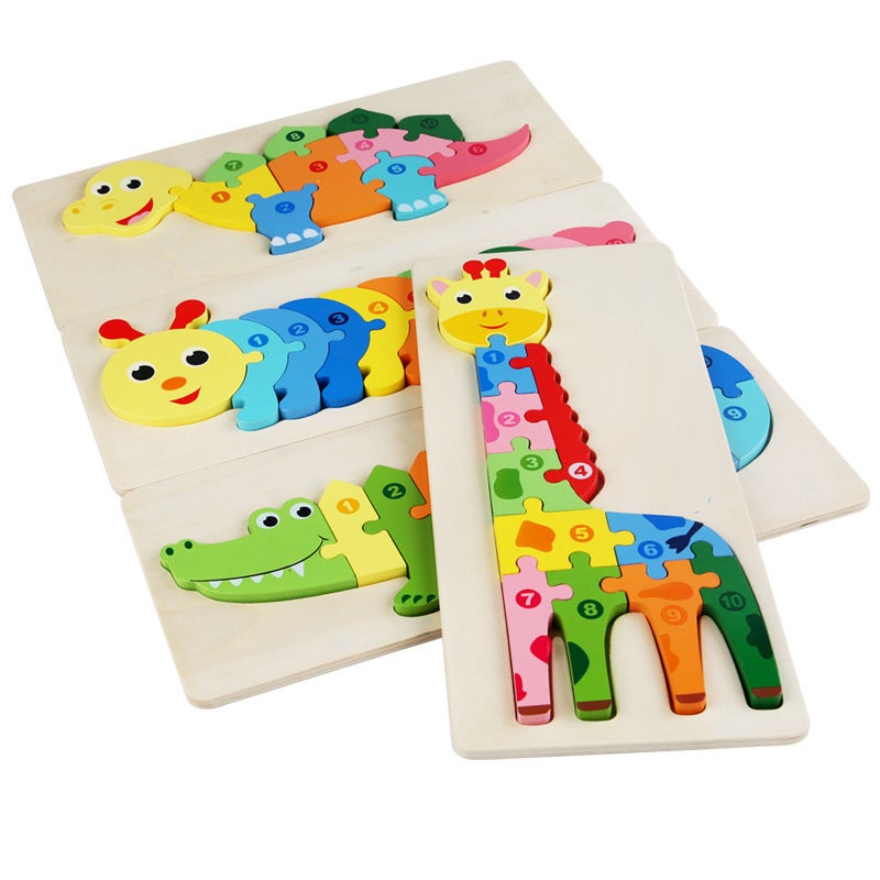 Large Cartoon Digital Animal Jigsaw Puzzle Snap-On Children'S Digital Cognitive Enlightenment Puzzle Wooden Toy - Image 5