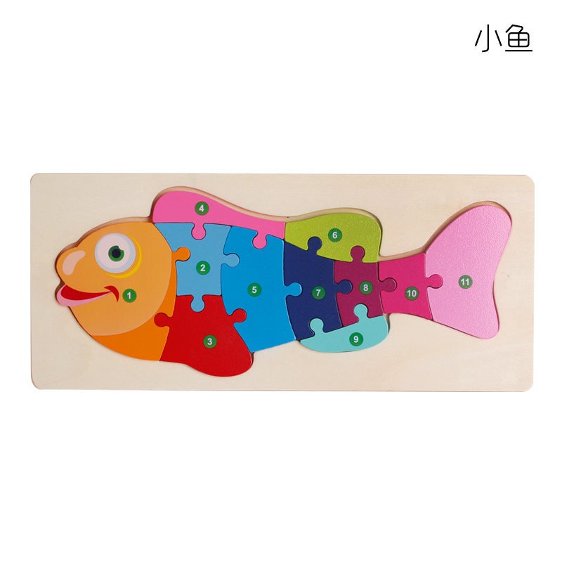 Large Cartoon Digital Animal Jigsaw Puzzle Snap-On Children'S Digital Cognitive Enlightenment Puzzle Wooden Toy - Image 1