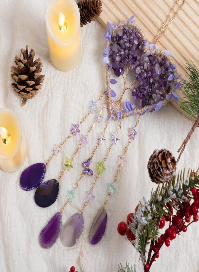 Dreamocean Heart Crystal Suncatcher, Dreamocean Amethyst Sun Catcher for Windows Haning Decor Crystal Tree of Life Dream Catchers Wall Hangings Outdoor Garden Decor for Adults Girls - Image 3
