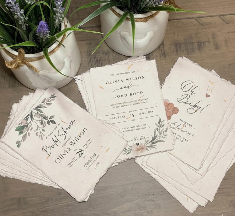 Wanderings Handmade Cream Deckle Edge Blank Paper with Straw - 4x6 - Pack of 50 - Watercolour/Mixed Media Paper - Save The Date Invitations Greeting Cards Notes DIY Arts Crafts - Thick 150 GSM - Image 5