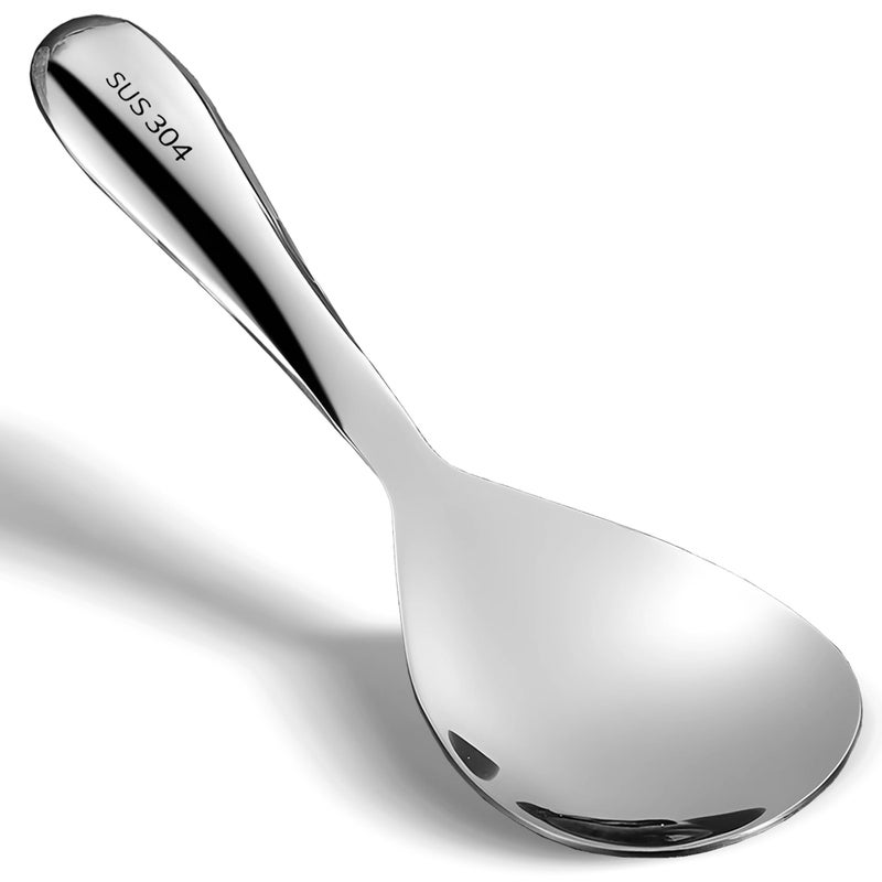 Comicfs Rice Paddle Spoon 304 Stainless Steel Thickened Rice Spoon Rice Spatula Non Stick Rice Scooper for Rice Mashed Potato Salads, Apply for Kitchen Home Restaurant Hotel Serving (1Pc,Bright) - Image 1