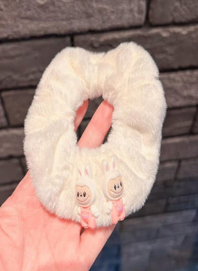 LOCKLUX Cute Plush Cartoon Hair Scrunchies Pack for Girls & Women | Soft Fluffy Hair Bands, Stylish Faux Fur Scrunchies | Warm Furry Elastic Hair Ties with Rubber Bands for Women & Girls - Multicolor Set of 4 - Image 2
