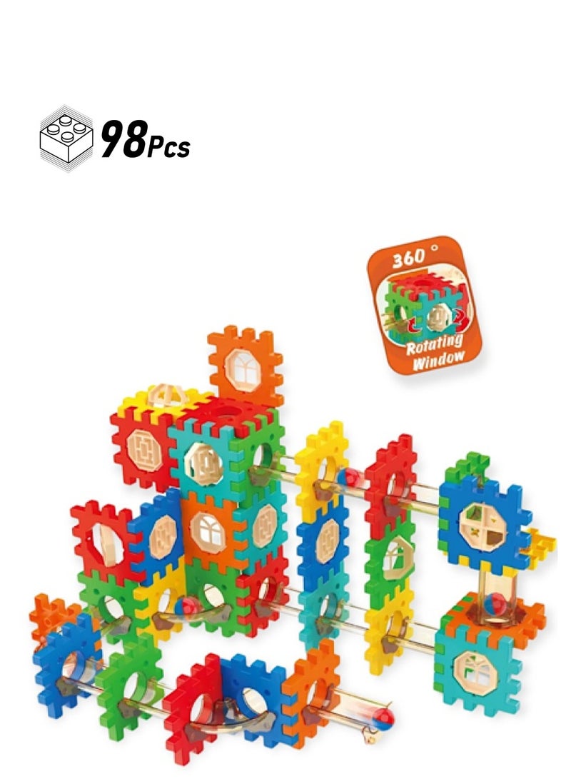 The ball track game consists of 98 pieces of Ball track building games for children  - Image 1