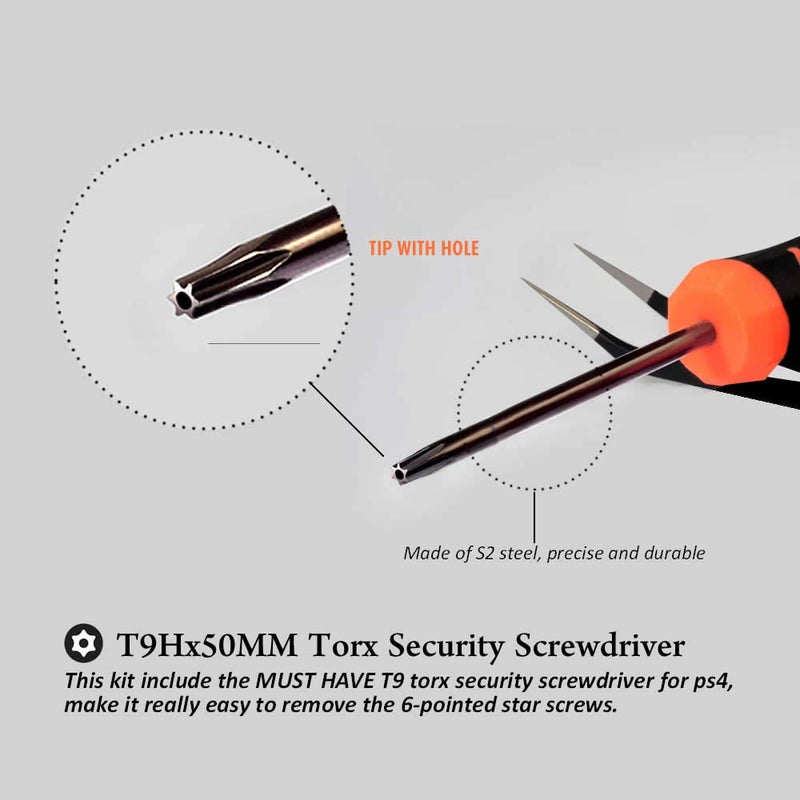 TECKMAN Cleaning Repair Tool Kit for PS4 PS5, TECKMAN TR9 Torx Security Screwdriver with PH00 PH0 PH1 Phillips Screwdriver Set for Sony Playstation 4,5 Main,Controller Tear Down and Dust Removal - Image 2
