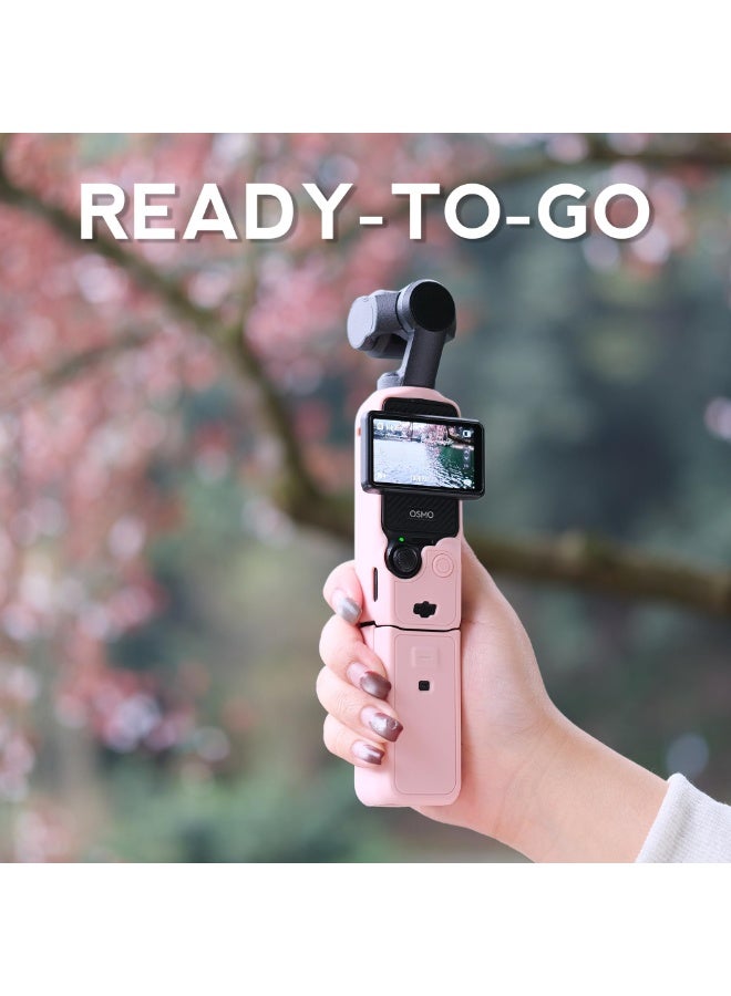 معجب جراب حماية لكاميرا DJI Osmo Pocket 3 - غطاء بمقبض من السيليكون الناعم وواقي للعدسة - خفيف الوزن ومقاوم للخدوش - مثالي للسفر، وتصوير الفلوجات (Vlogging)، والتصوير اليومي – باللون الوردي - Image 4