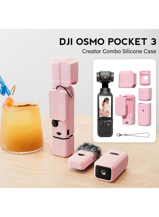 معجب جراب حماية لكاميرا DJI Osmo Pocket 3 - غطاء بمقبض من السيليكون الناعم وواقي للعدسة - خفيف الوزن ومقاوم للخدوش - مثالي للسفر، وتصوير الفلوجات (Vlogging)، والتصوير اليومي – باللون الوردي - Image 3