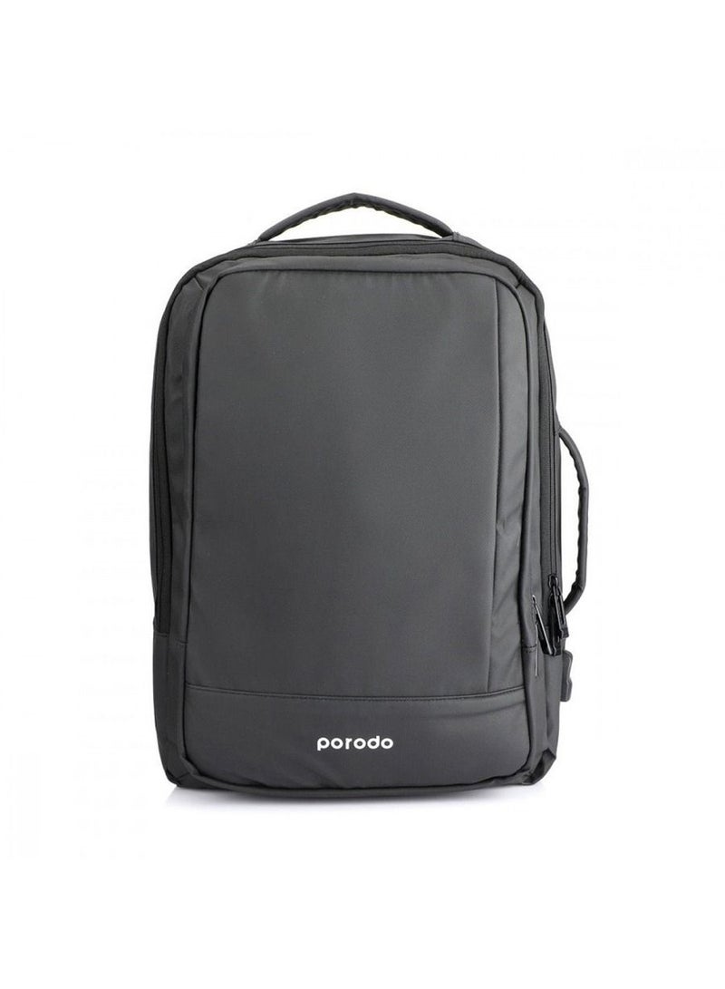 porodo حقيبة ظهر من بروودو لايف ستايل مقاومة للماء PU مع منفذ USB-A - أسود - Image 1