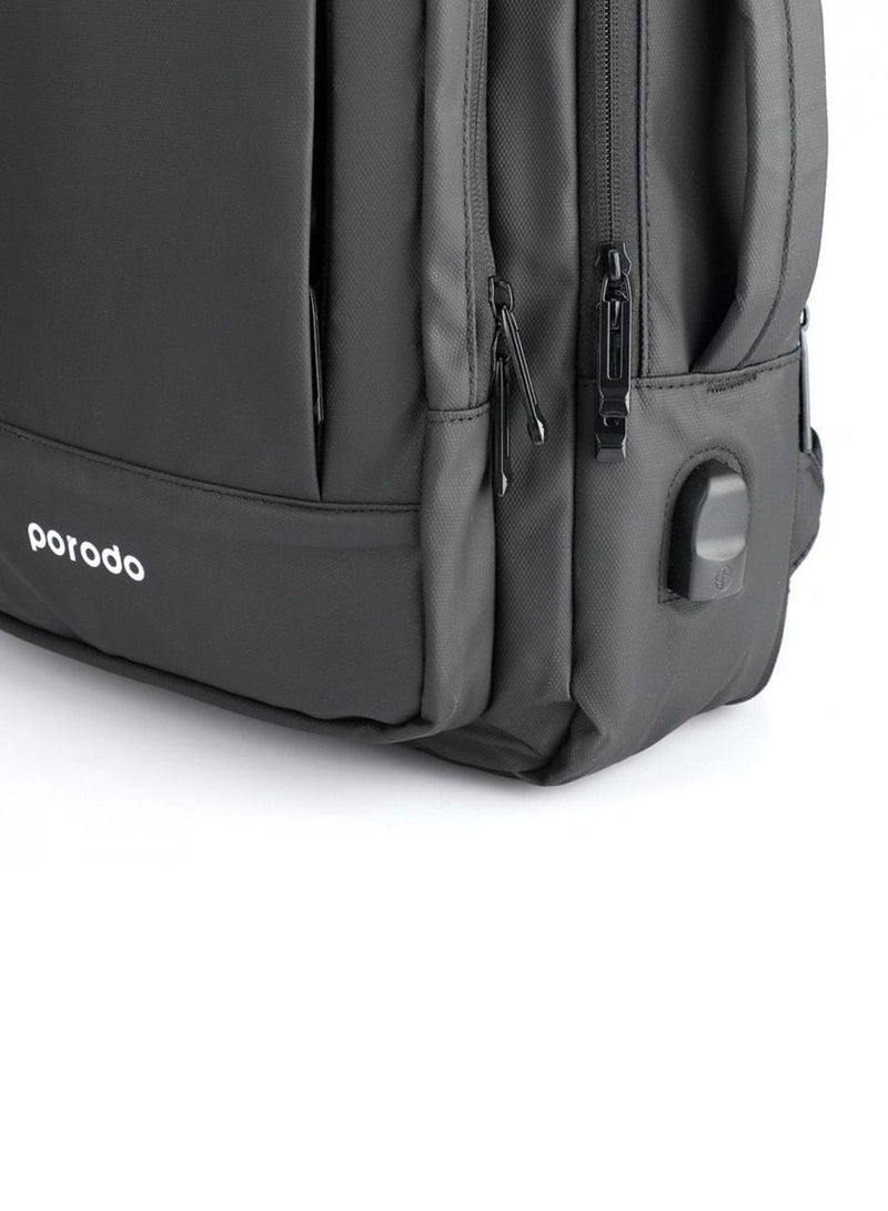 porodo حقيبة ظهر من بروودو لايف ستايل مقاومة للماء PU مع منفذ USB-A - أسود - Image 3