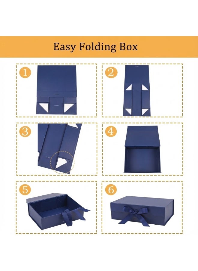 Neox 2 PCS Gift Boxes,33*25*12cm Blue Large Gift Box with Ribbon, Luxury Magnetic Empty Gift Boxes,Folding Gift Boxes for Presents With Lid, Suitable for Festival, Birthday, Anniversary, Large Gift Boxes with Lid Ribbon and Magnetic Closure for Wrapping Gifts Folding Gift Boxes for Presents With Lid, Suitable for Festival, Birthday, Anniversary - Image 3