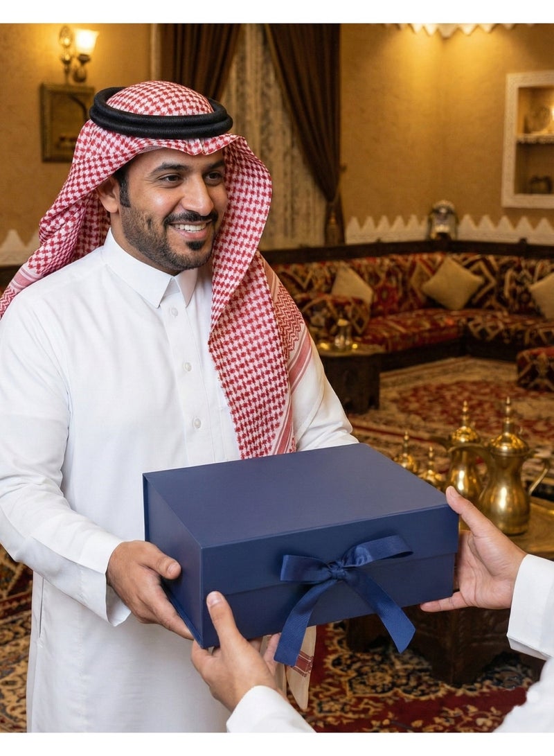 Neox 2 PCS Gift Boxes,33*25*12cm Blue Large Gift Box with Ribbon, Luxury Magnetic Empty Gift Boxes,Folding Gift Boxes for Presents With Lid, Suitable for Festival, Birthday, Anniversary, Large Gift Boxes with Lid Ribbon and Magnetic Closure for Wrapping Gifts Folding Gift Boxes for Presents With Lid, Suitable for Festival, Birthday, Anniversary - Image 5