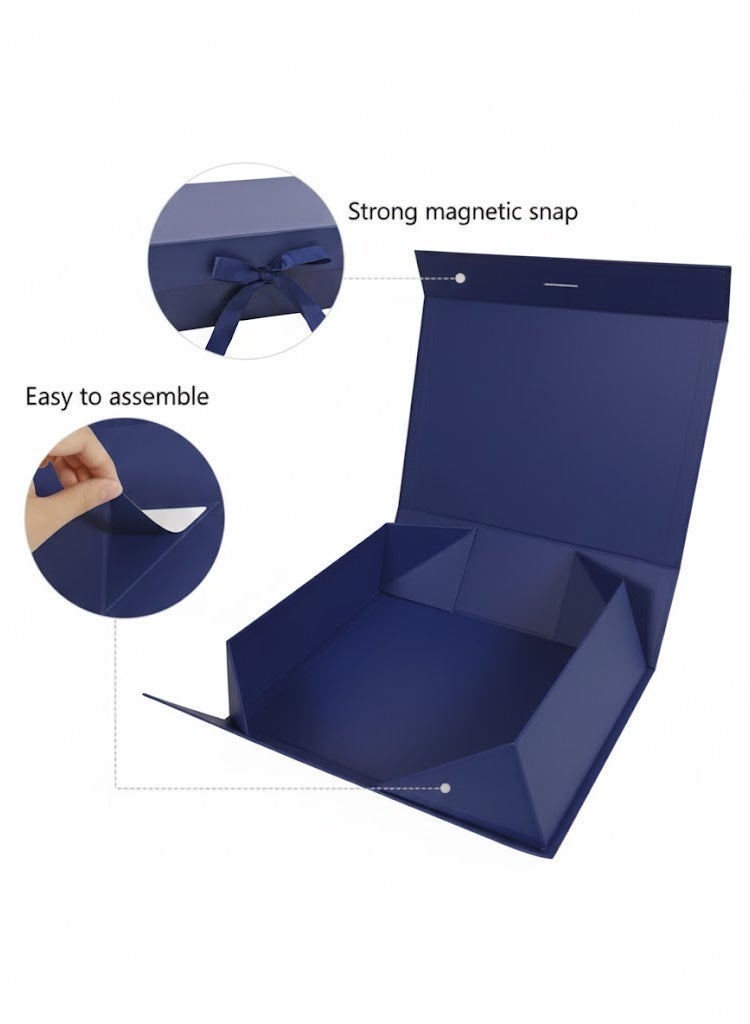 Neox 2 PCS Gift Boxes,33*25*12cm Blue Large Gift Box with Ribbon, Luxury Magnetic Empty Gift Boxes,Folding Gift Boxes for Presents With Lid, Suitable for Festival, Birthday, Anniversary, Large Gift Boxes with Lid Ribbon and Magnetic Closure for Wrapping Gifts Folding Gift Boxes for Presents With Lid, Suitable for Festival, Birthday, Anniversary - Image 4