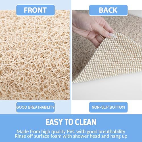 Hargiis Non Slip Shower Mat, Anti Slip Bath Mat, Quick Drying Bath Tub Mats, Foot Scrubber Mat, Anti Slip Mat for Tub, Floor, Bathroom, Home, Kitchen, Hotel (Beige 24”x24”) - Image 4