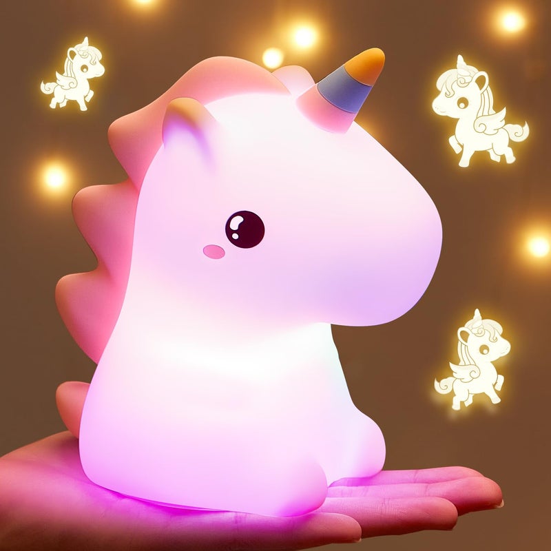 Unicorn Toys Night Light for Kids Night Light16 ColorsSiliconeDimmable12 Hours Use Nightlight for Kids RoomUnicorn Toys for Girls Age 46 Cute Gifts for Girls BabyToddler Girl Room Decor