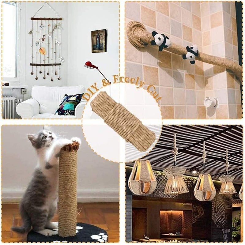 SUMPIGGER Natural Sisal Rope for Cat Scratching Post 4/6/8 mm Hemp Rope Twisted Fiber Sisal Twine Repairing Cat Tree Scratcher Tower or DIY Projects - Image 5