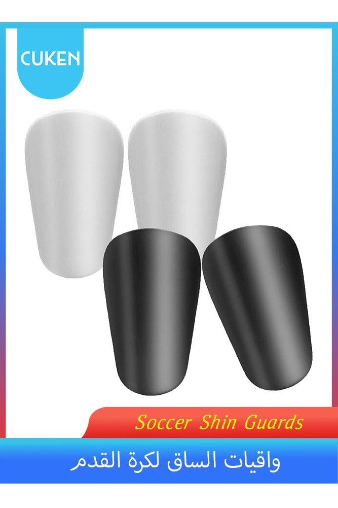 Cuken 4 PCS Soccer Extra Mini Shin Guards for Toddler Kids Youth and Adults, Ultra Miniature Shin Guards Soccer, Extra Small Shin Pads so Light and Comfortable (Black/White) - Image 1