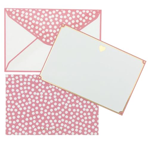 Graphique Gold Heart Flat Notes – Note Card Stationery with Adorable Soft Pink Border and Printed Gold Heart, 50 Note Cards and Matching Envelopes for Thank You Notes and Invitations, 5.625" x 3.5" - Image 2