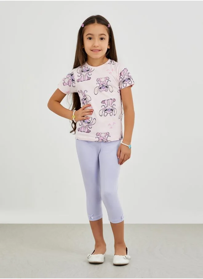 ستايلي Styli Girls Solid Elasticated Waistband Leggings with Bow Detail