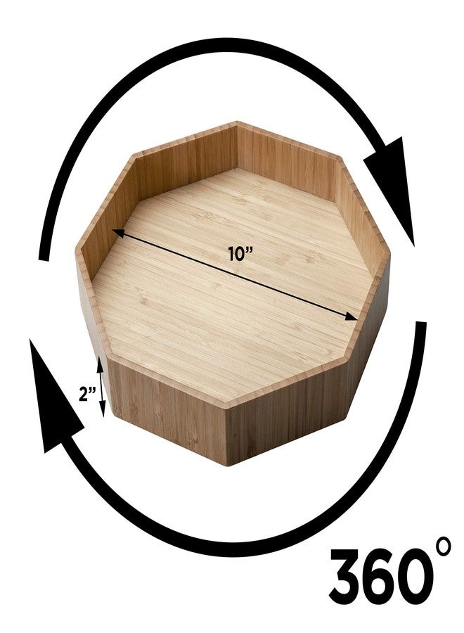 MobileVision Bamboo 360 Rotating Bathroom Toiletry & Cosmetic Spinning Tray for Countertops and Vanity with Lazy Susan Turntable, 10” Diameter with 2” Ledge - Image 2