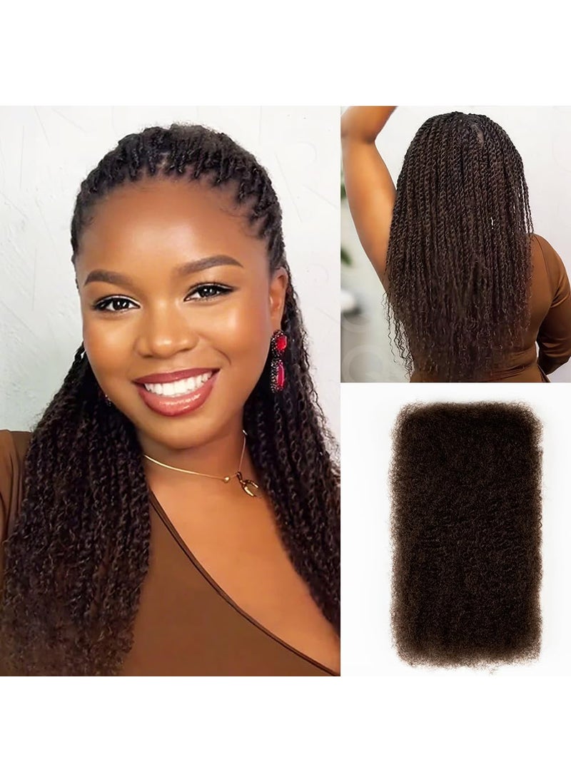 QUEEN VIRGIN REMY - QVR Afro Kinkys Bulk Human Hair for Dreadlock Extensions Repair Locs, Dark Brown Color 12inch Spring Twist Braiding Afro Kinky Human Hair for Locks 50 Gram/Pack - Image 1