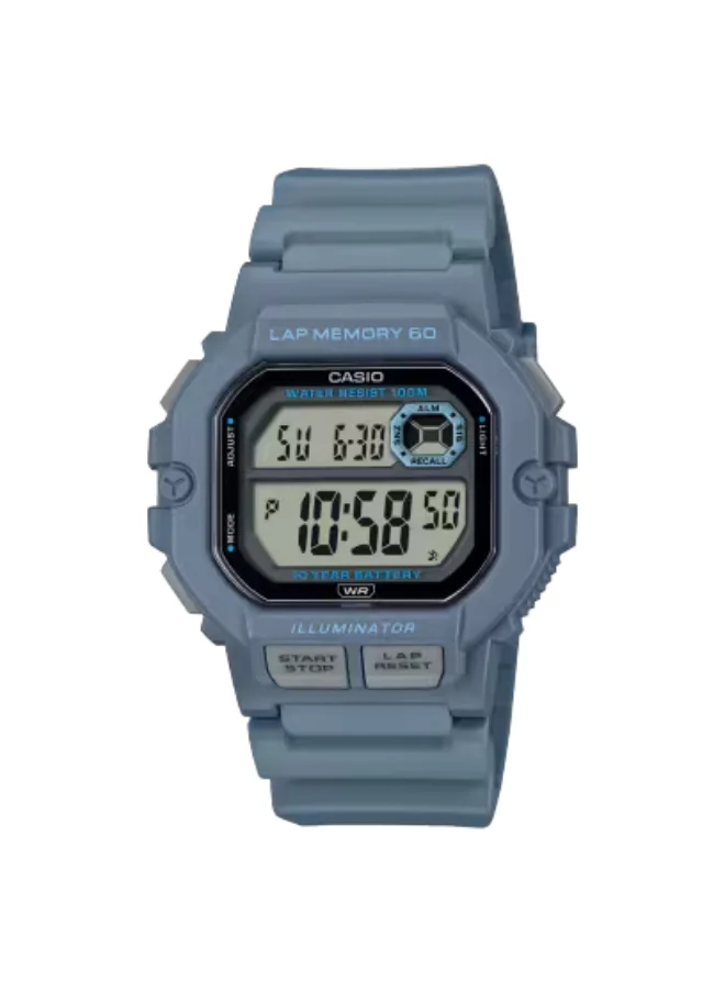 كاسيو Men's Digital Display Watch With Blue Resin Strap - WS-1400H-2AVDF