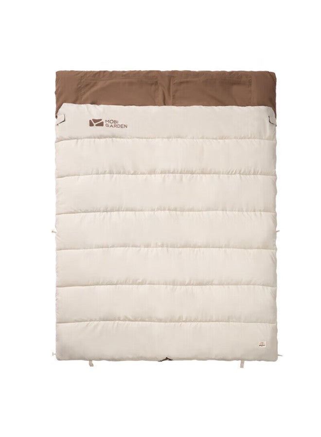 Mobigarden Sleeping Bag, Outdoor Camping Double-person Brushed Cotton Warm Envelope Sleeping Bag, New Moon 3.2 Nx20562027, Ivory White - Image 4