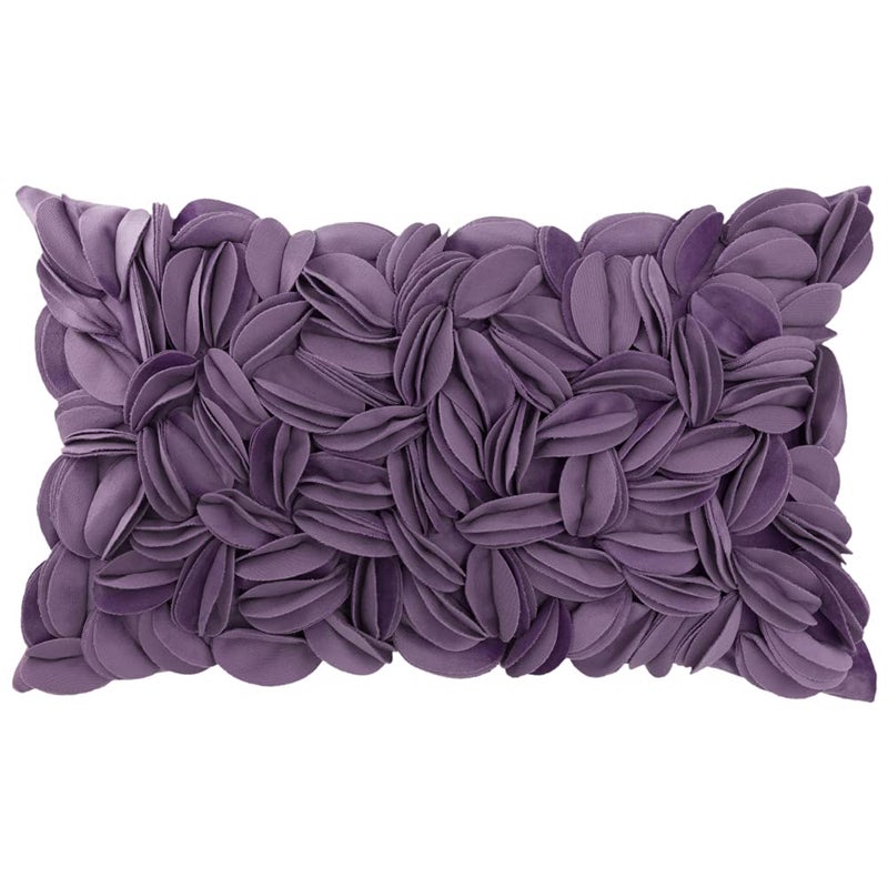 KINGROSE Hand Crafted Stereo Flower Throw Pillow Cover Rectangular Cushion Cover Soft Pillow Case for Sofa Couch Chair Bed Living Room Office 12 x 20 Inches Velvet Purple