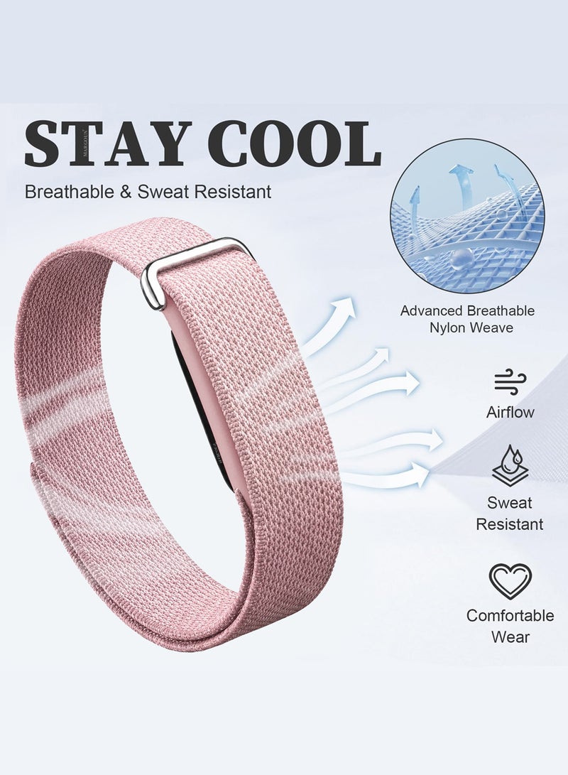 MARGOUN Woven Nylon Sport Loop Band for Fitbit Air – Breathable Elastic Replacement Strap with Secure Hook-and-Loop Fastener – Comfortable Lightweight Wristband  - Sandy Pink Sandy Pink - Image 3