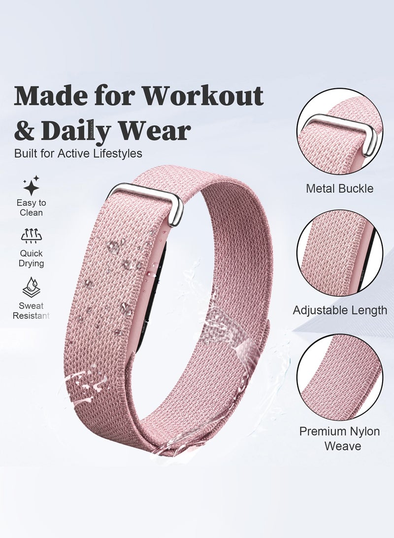 MARGOUN Woven Nylon Sport Loop Band for Fitbit Air – Breathable Elastic Replacement Strap with Secure Hook-and-Loop Fastener – Comfortable Lightweight Wristband  - Sandy Pink Sandy Pink - Image 4