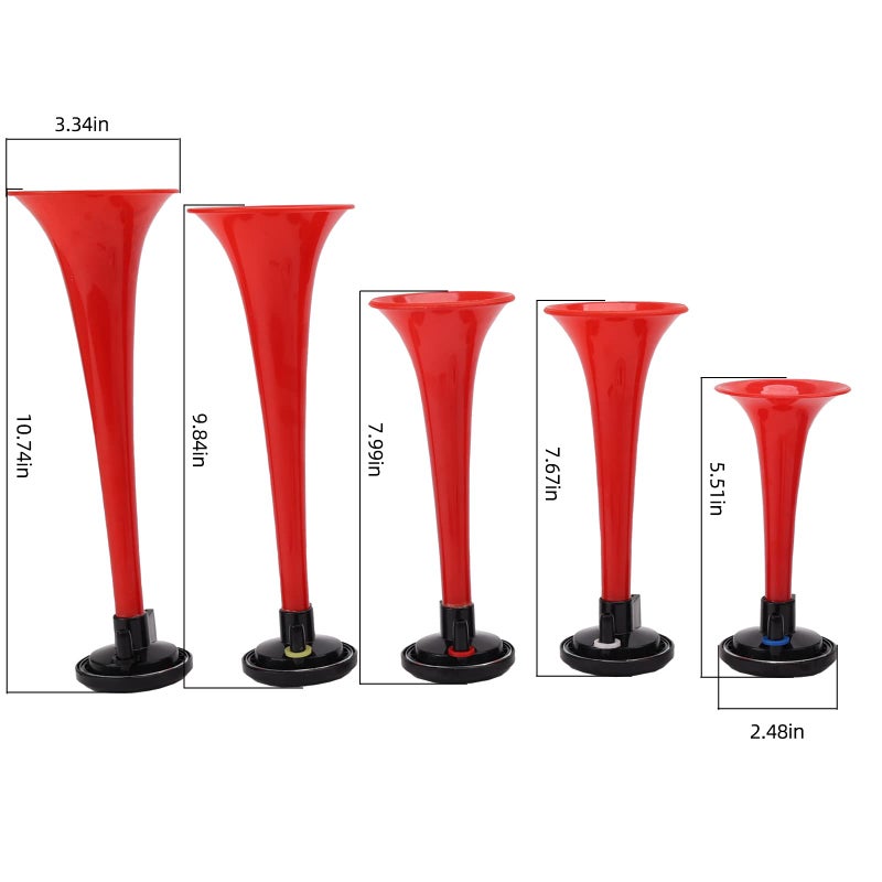 FARBIN Musical Air Horns Plays Dixieland Melody Music Horn Dixie Air Horn with Button Multi-frequency Sound Five Trumpet Dixie Truck Horn with Compress (DIXLAND Musical Horns Kit) - Image 3