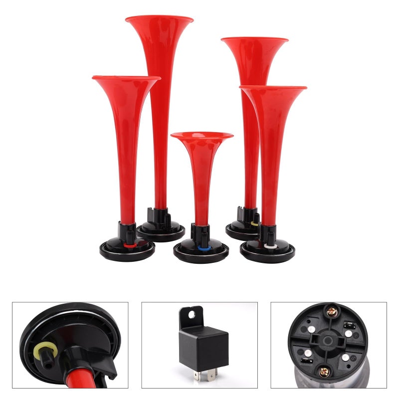 FARBIN Musical Air Horns Plays Dixieland Melody Music Horn Dixie Air Horn with Button Multi-frequency Sound Five Trumpet Dixie Truck Horn with Compress (DIXLAND Musical Horns Kit) - Image 5