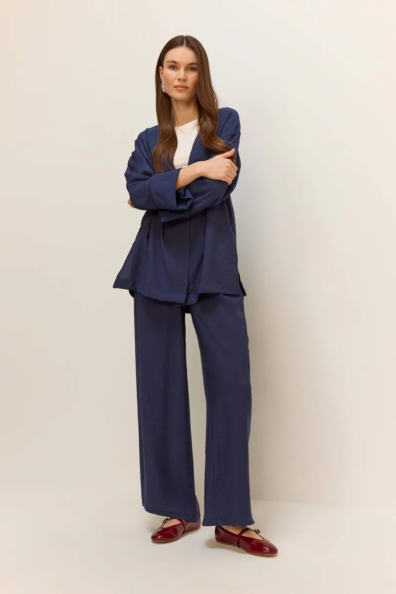 DeFacto Wide Leg Crinkle Fabric Trousers