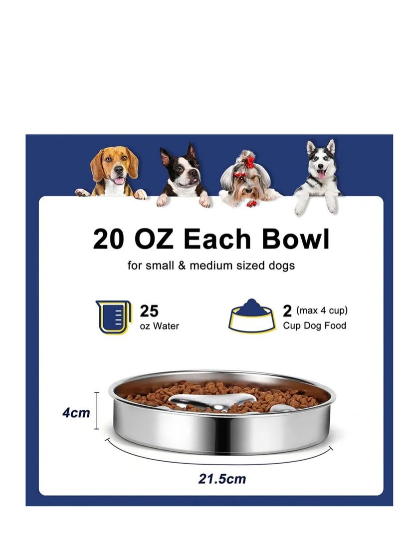 Generic Slow Feeder Dog Bowls 304 Stainless Steel, Metal Food Bowls, Water Bowl for Small & Medium Sized Dogs, Fun Bloat Stop Pet Fast Eaters, Slows Down Pets Eating  - Image 4