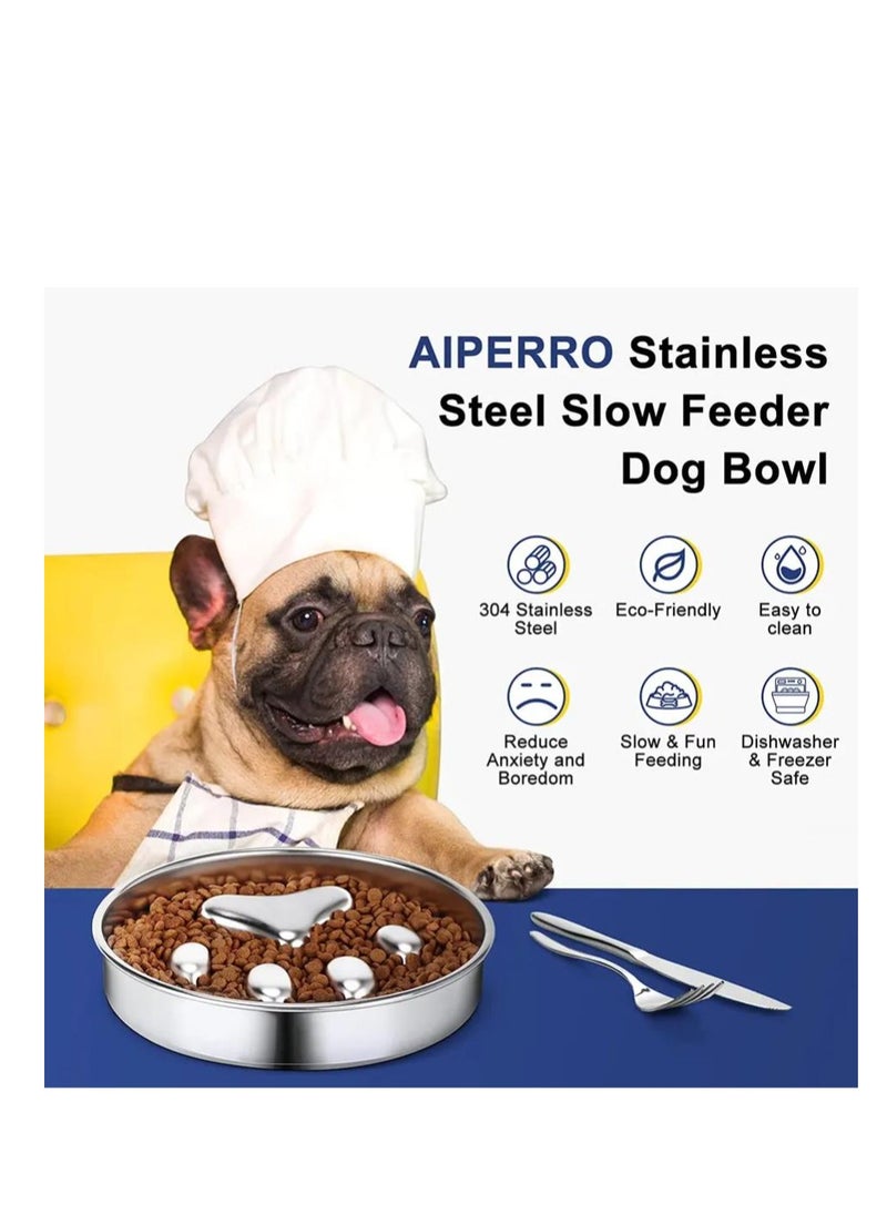 Generic Slow Feeder Dog Bowls 304 Stainless Steel, Metal Food Bowls, Water Bowl for Small & Medium Sized Dogs, Fun Bloat Stop Pet Fast Eaters, Slows Down Pets Eating  - Image 5