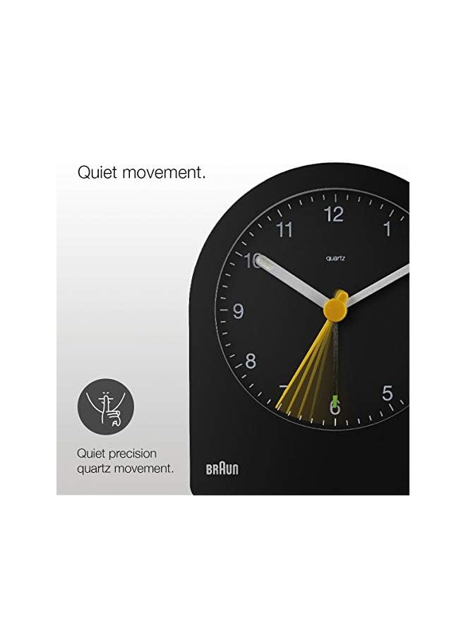 BRAUN - BC-22-B Classic Analog Alarm Clock, Crescent Alarm, Snooze Function, Back Light, Silent Motion, Black - Image 1