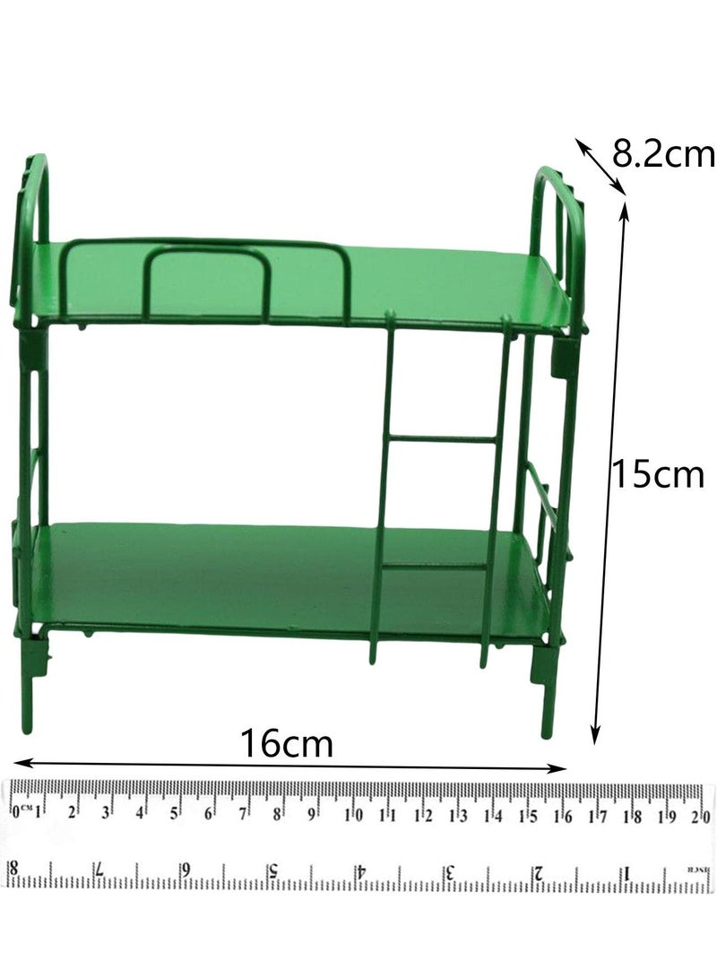 دايتويز سرير بطابقين للدمى، سرير مزدوج للدمى، مجموعة نماذج أثاث، سرير دمى مصغرة، للإكسسوارات، ديكورات المناظر الطبيعية DIY، أثاث غرفة خضراء - Image 3
