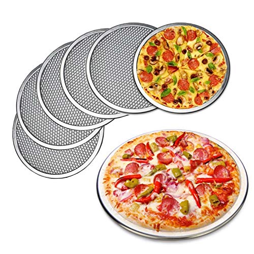 Honimered 6 Packs Aluminum Alloy Pizza Pan with Holes, 8 Inch Commercial Grade Pizza/Baking Screen for Oven Round Pizza Crisper Tray Pizza Baking Tray for Home Restaurant, Seamless (8-Inch, Pack of 6) - Image 1