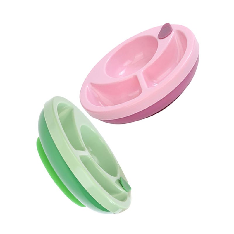 2 Pcs Divided Insulated Feeding Bowls with Stable Suction Base Shatterproof Design for Home and Travel - Image 2