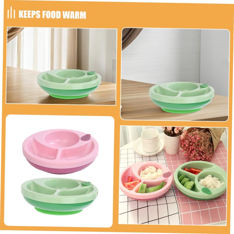 2 Pcs Divided Insulated Feeding Bowls with Stable Suction Base Shatterproof Design for Home and Travel - Image 4