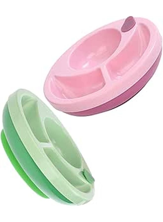 2 Pcs Divided Insulated Feeding Bowls with Stable Suction Base Shatterproof Design for Home and Travel - Image 1