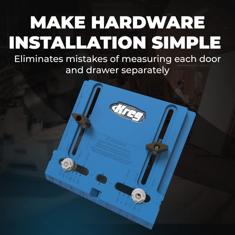 Kreg Cabinet Hardware Jig - Portable Straight Hole Drilling - Precision Drilling Without a Press - Moveable Edge Guide for Accurate Positioning - for Knobs & Small Pulls - KHI-Pull - Image 2