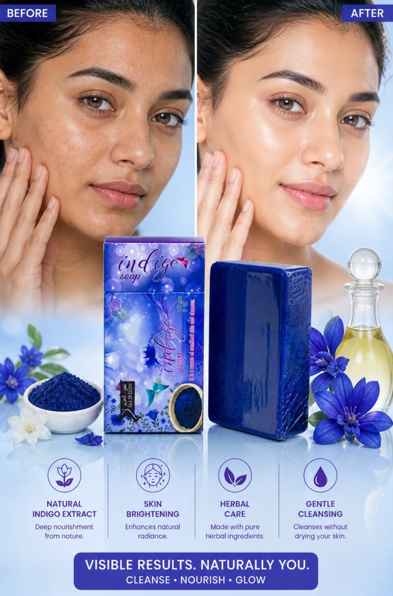 SILK SMOOTH Indigo Soap 100g – Natural Skin Brightening & Deep Cleansing Bar – Helps Even Skin Tone & Reduce Dark Spots – Gentle Face & Body Soap - Image 3