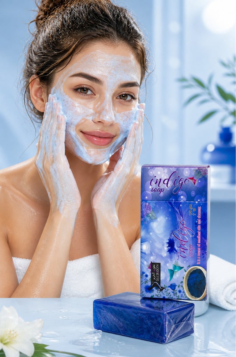 SILK SMOOTH Indigo Soap 100g – Natural Skin Brightening & Deep Cleansing Bar – Helps Even Skin Tone & Reduce Dark Spots – Gentle Face & Body Soap - Image 5