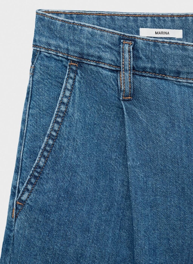 MANGO Mid-rise denim bermuda shorts with pleats - Image 5