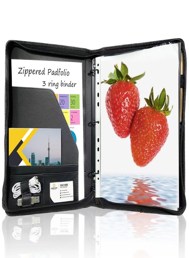 Yodo Zippered 3-Ring Binder Portfolio, Professional Executive Padfolio Organizer for Documents, Resume, Business Meetings & Interviews, Fits A4/Letter Size Paper, Black - Image 1