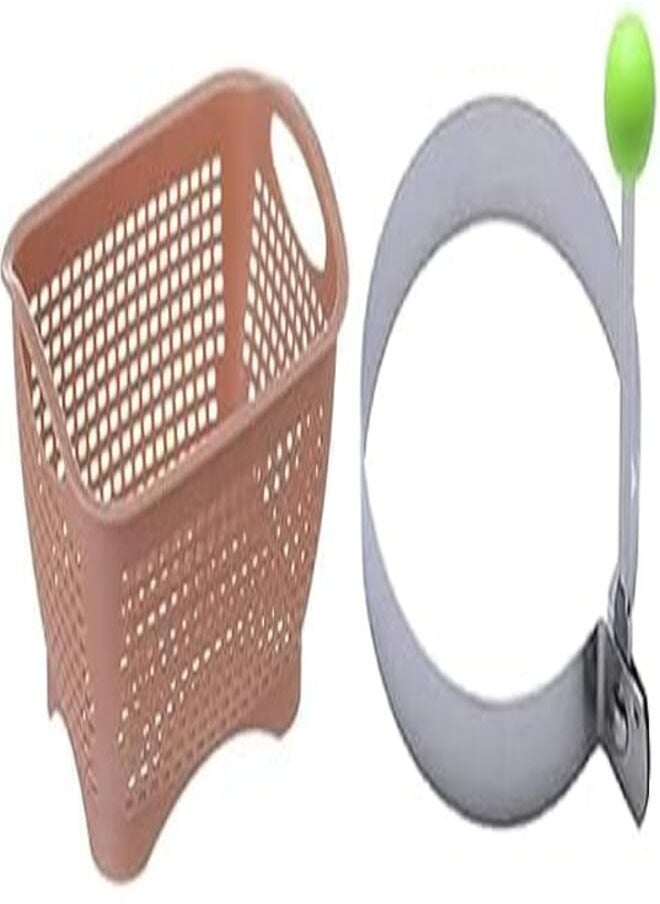 ElYassin elyassin Large rectangle plastic basket with handle - colors assorted + Pancake Egg Ring Molds - Pancake Cookie Mold for Children, Assorted Shapes - Colors Vary 