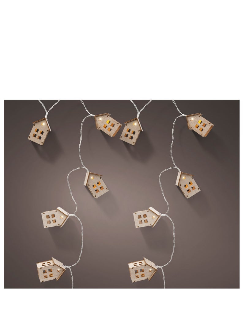 Kaemingk Kaemingk Christmas Led Deco String Lights Plywood Decoration House Steady Warm White 10 Led, Battery Operated  - Image 2