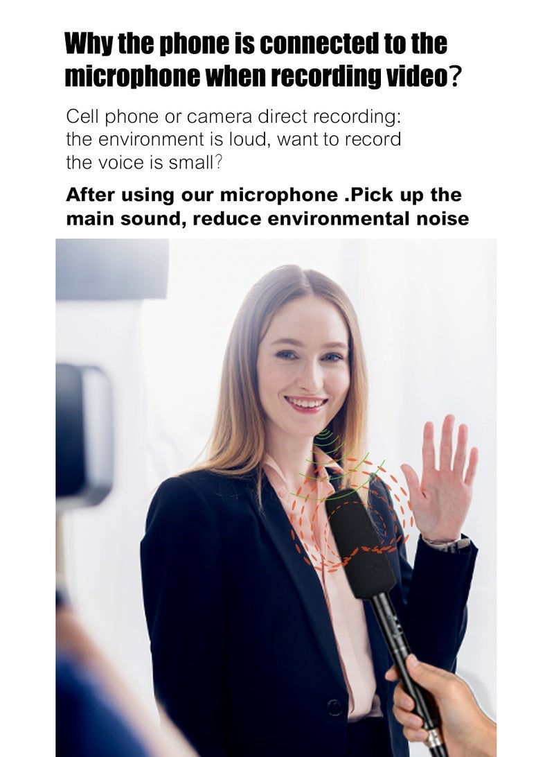 Wireless interview microphone Mobile SLR camera dedicated to news reporters outdoor street noise cancelling handheld microphone (3 in 1) - Image 2