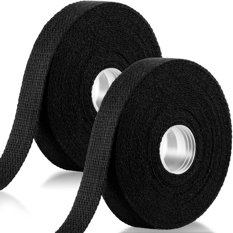 WILLBOND 2 Rolls 20 Yards Cotton Webbing 1 Inch for DIY Crafts Decoration Heavy Sewing Webbing Home Wrapping Tote Bags Making Outdoor Supplies Black 